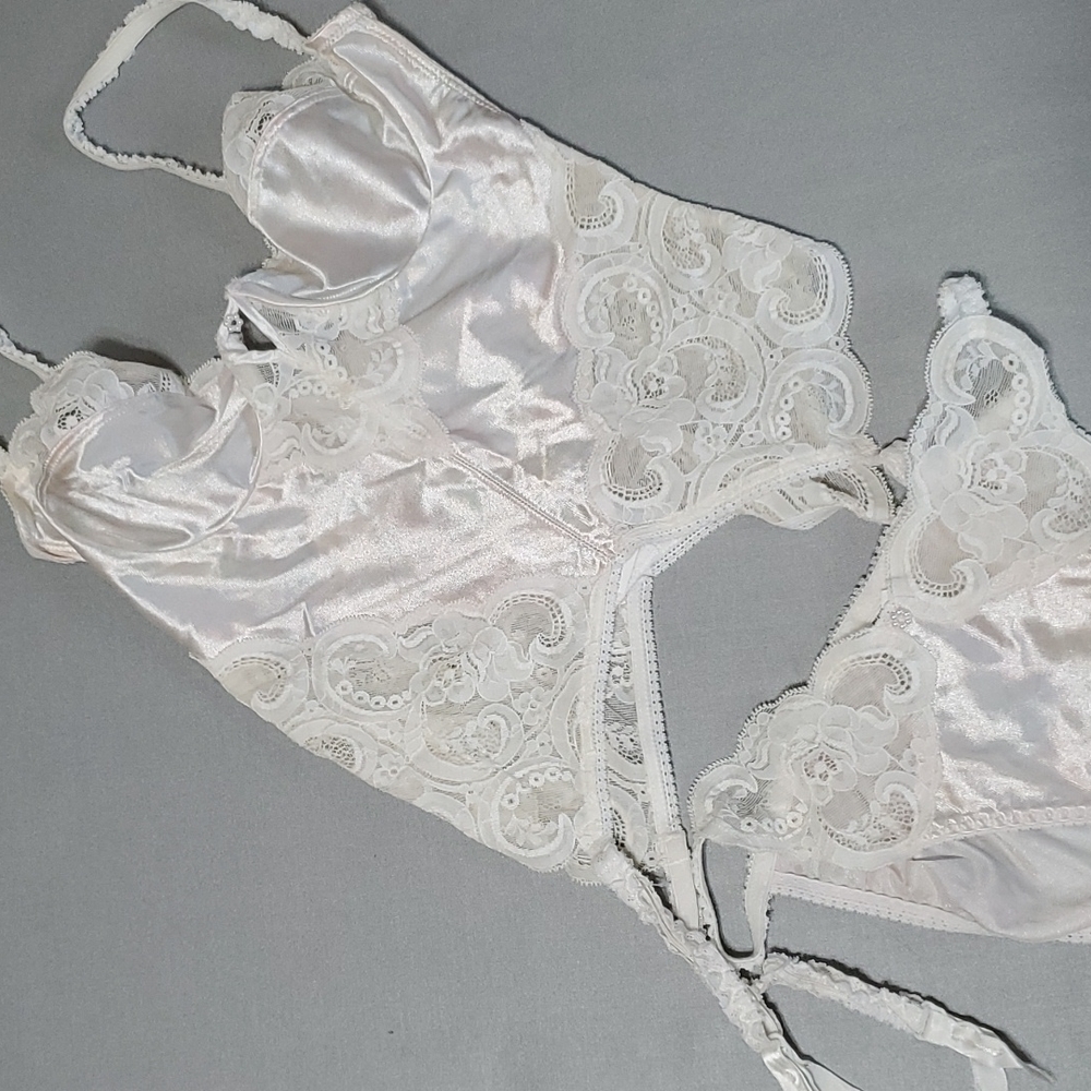 Vintage Dior Bra bodysuit and Garter Set 36B